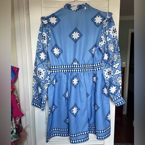 Blue and white puff sleeve dress (never worn!)